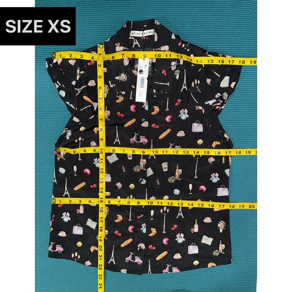 Alice + Olivia Martel Flutter Sleeve Silk Blouse Top - Picture 8 of 13